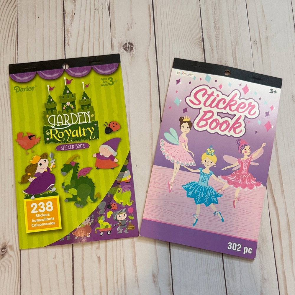 Garden Royalty & Ballerina Sticker Books - Green and Purple Covers